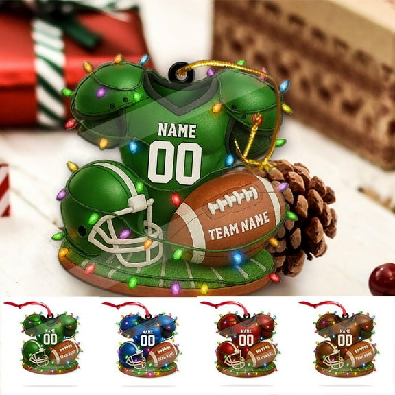 Personalized Football Jersey Acrylic Christmas Ornament Custom Name & Team Colors, Sports Holiday Tree Decor, Player/Coach/Fan Keepsake