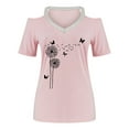 thumbnail image 4 of Women's Summer Tops V Neck Cold Shoulder Sequin Short Sleeve Shirts Summer Casual Flower Printed Loose Blouses (M, Pink 1), 4 of 4