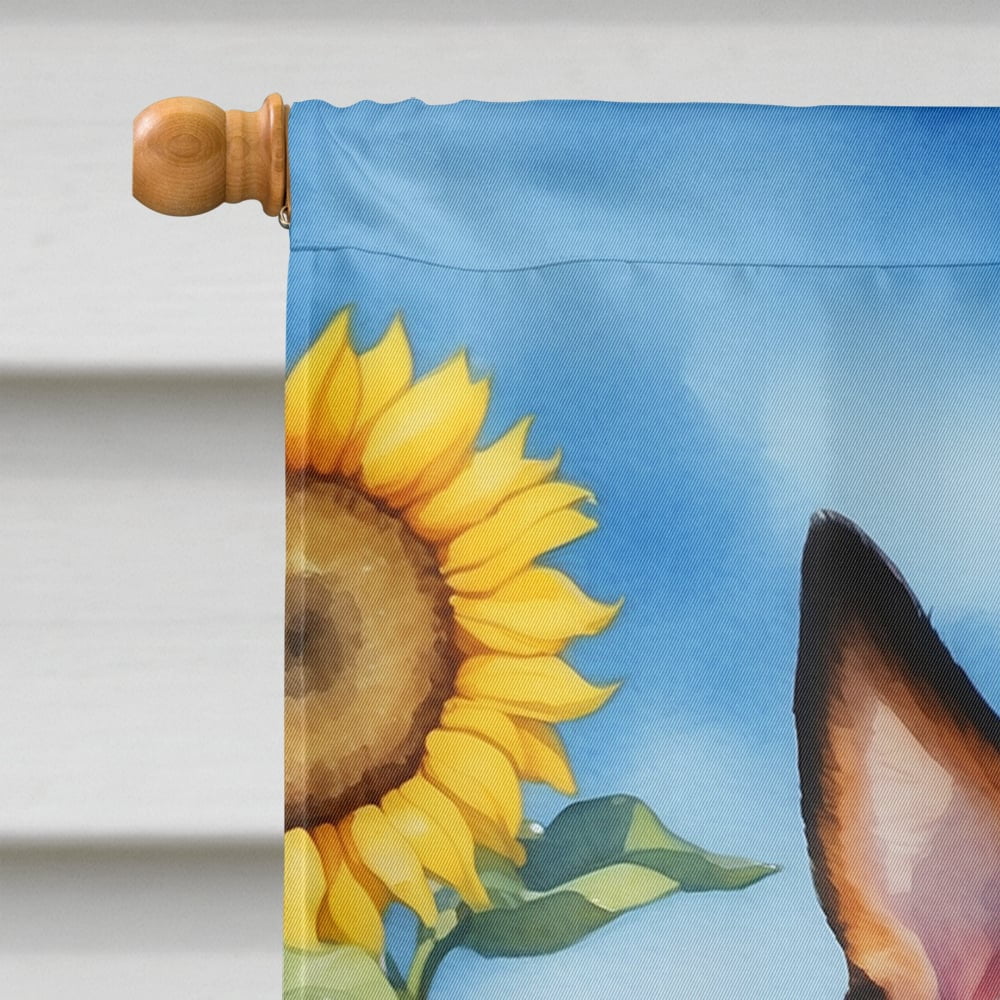 Rat Terrier in Sunflowers House Flag 28 in x 40 in