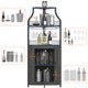 thumbnail image 3 of Gabinete de Bar Esquinero de 5 Niveles con Luz LED, Aparador de Estilo Granja con Porta Vasos Desmontable y Puerta de Malla, 3 of 7
