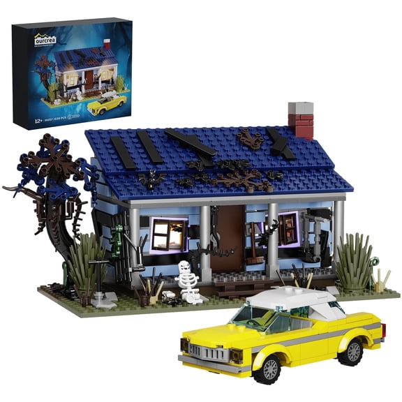 Evil Dead House Building Block Sets with Car Halloween Horror Series Medieval Haunted House Gift for Fans Adults Kids (639Pcs)