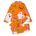 thumbnail image 4 of Afdoent Girls Pajamas Set Halloween Pumpkin Ghost Print Sleepwear Soft Long Sleeve Button-Down Sleepwear Nightwear 2Pcs Pajama Sets Loungewear Comfortable For Kids Holiday 13-14 Years, 4 of 5
