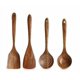 thumbnail image 5 of Juego de 6 utensilios de cocina de madera de teca con espátulas de madera que no rayan, cucharas, servidor de pasta, cuchara para arroz y frasco de almacenamiento, resistente al calor, acabado natural, 5 of 7