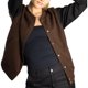 thumbnail image 2 of Jess por Meiko Chaquetas de Mujer con Bloques de Color, Chaqueta Varsity de Cuello Redondo y Botones a Presión, Manga Larga, M Marrón, 2 of 5