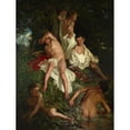 thumbnail image 2 of Kazimierz Pochwalski 12x14 Gold Ornate Wood Frame and Double Matted Museum Art Print Titled - Boys Bathing (1877), 2 of 4
