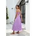 thumbnail image 5 of HVEOO Women's Striped Maxi Dress Summer Spaghetti Strap Sleeveless Ruffle Hem Flowy Boho Beach Dress, Purple, 5 of 8