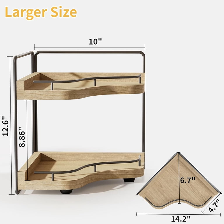 JDNRXO 2-Tier Corner Bathroom Counter Organizer, Wood photo 3