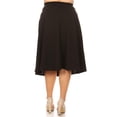thumbnail image 2 of Women's Plus Size A-Line Casual Flared Elastic Band Solid Midi Skirt, 2 of 5