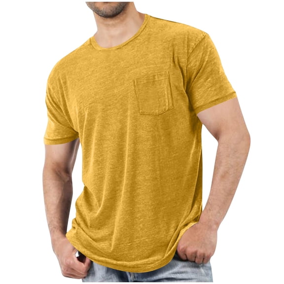 Men's Casual Fitness T-Shirts Solid Color Sports Tops Comfortable White Short Sleeves Round Neck Shirts Daily Wear Tees