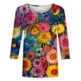 thumbnail image 4 of Sakmal 3/4 Sleeve Plus Size Ladies Shirts Colorful Pastel Flower Crew Neck Graphic T-Shirts Plus Size Ladies Shirts, 4 of 4