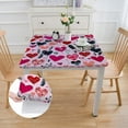 thumbnail image 2 of HAOXIT  Valentines Day Tablecloth Valentines Decor Waterproof Polyester Table Cover Decor for Rectangle Table,Home,Dining,Outdoor,Party,Oil Proof,Red Pink Hearts Home Decorations 52*52, 2 of 7