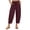 Wine, variant on Guluxicc Women's Cotton Cropped Pants with Pockets Drawstring Elastic Waist Straight Leg Ankle Trousers for Summer Casual Beach Vacations