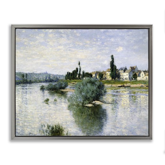 Stupell Industries Transitional The Seine at Lavacourt Gray Floating Frame Canvas Art, 31 x 25, by Claude Monet