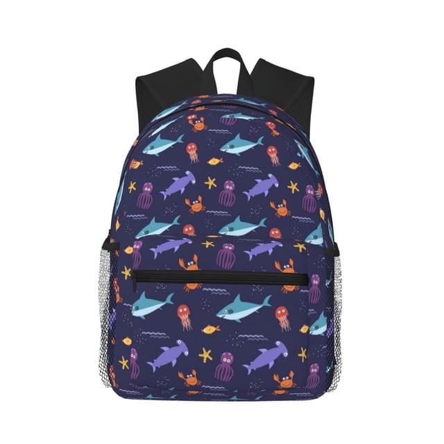Disketp Cute Shark Mochila Ligera Clásica con Múltiples Bolsillos, Mochila Casual para Hombre y Mujer, Ideal para Escuela, Trabajo y Viajes
