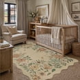 thumbnail image 2 of BERTHMEER 3'×5' Small Area Rugs for Living Room Bedroom Entryway Entrance Laundry Dorm Indoor Modern Beige Non Slip Washable Easy-jute Floral Insect Dragonfly Butterfly Pattern Rugs, Multicolor, 2 of 5