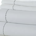 thumbnail image 2 of Benzara BM202225 Fano Full Size Sheet Set with Embroidered Hem, White & Gray - 4 Piece, 2 of 3