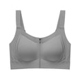 thumbnail image 5 of Wang6 Womens Front Zipper Wireless Sports Bras Seamless Plus Size Padded Workout Bras Full Coverage Running Yoga Gym Bralettes T Shirt Bra Grey M, 5 of 5