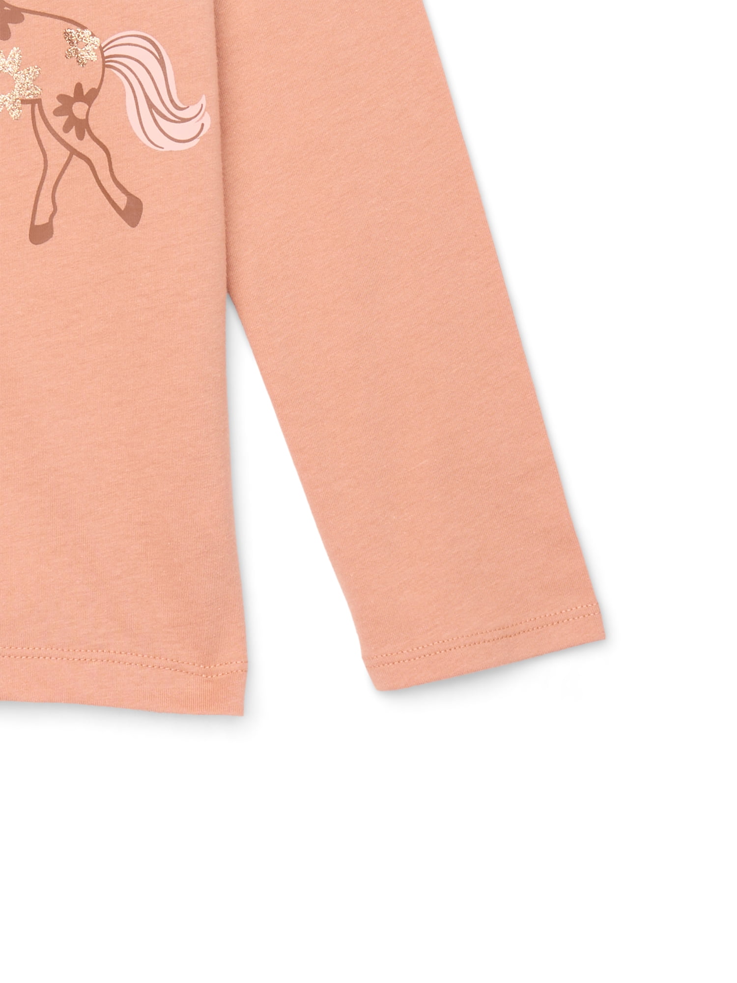 Wonder Nation Little Girls Long Sleeve Graphic Tee, Sizes 4-10