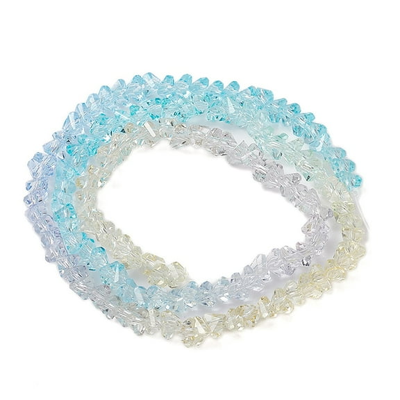 1Strand Transparent Baking Paint Glass Bead Strands Segmented Multi-color Beads Faceted Triangle Pale Turquoise 4.5x4x3.5mm Hole: 1mm about 134~137pcs/strand 13.27~13.39''(33.7~34cm)