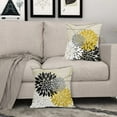 thumbnail image 3 of Black Yellow Pillow Covers 16x16 Inch Dahlia Flower Throw Pillows Modern Geometry Floral Pillowcase Linen Square Cushion Case Decor for Home Sofa Couch Bed, Set of 2 (22_121539), 3 of 6