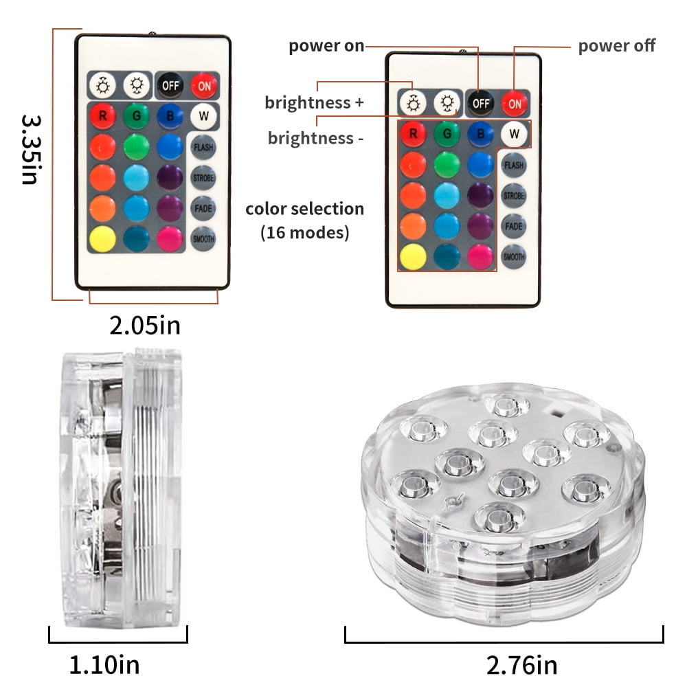 Boat Lights Wireless Battery Operated, Waterproof Marine Led Light for Deck Light Courtesy Interior Lights, for Fishing Kayak Duck Boat, RGB Multi Color Remote Controlled, 8pcs