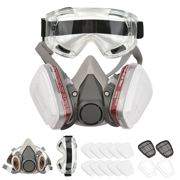 Reusable Half Facepiece 6200 Gas Breathing Protection Respirators With Safety Goggles For Painting Organic Vapor Welding Polishing Woodworking And Other Work Protection