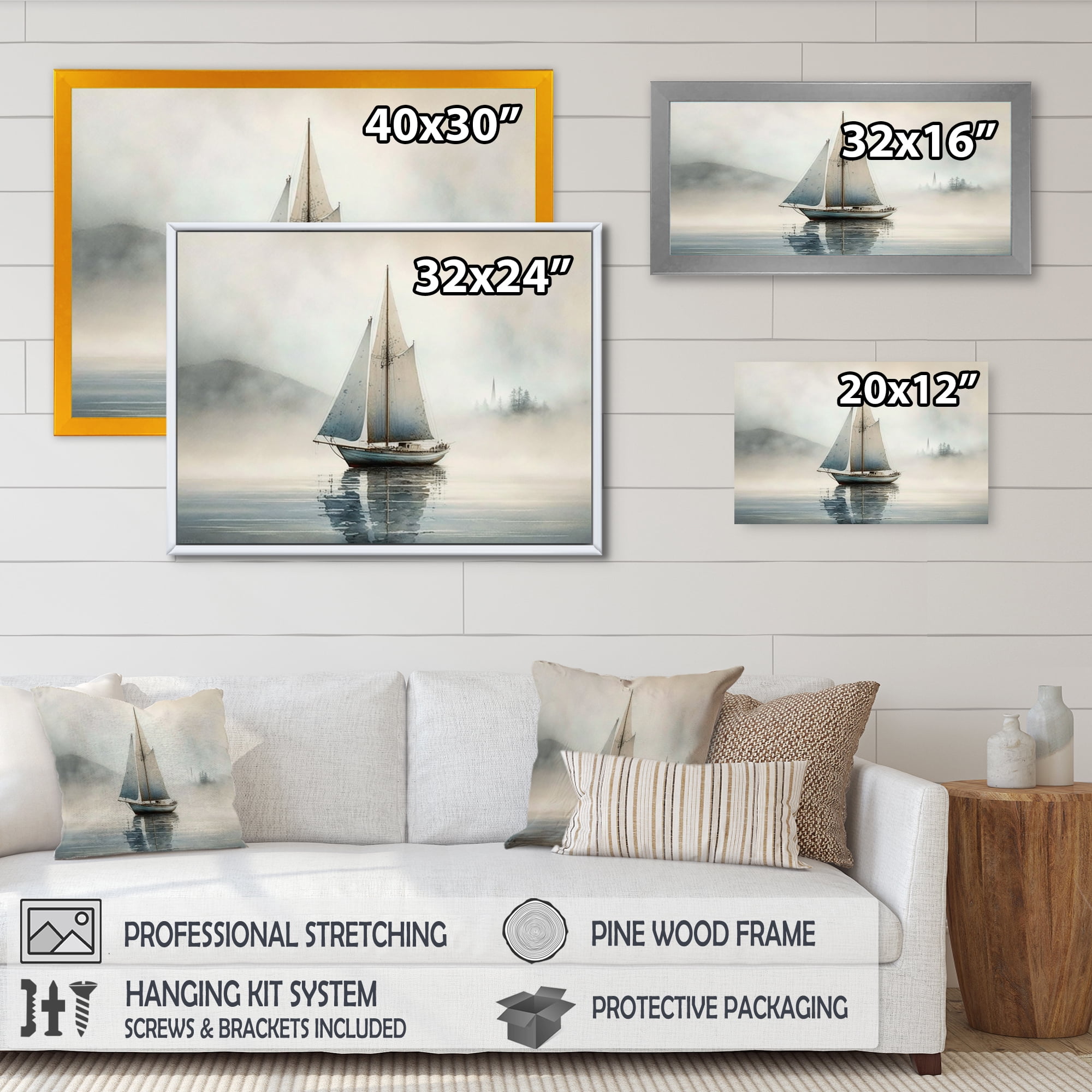 Designart Boat On The Lake I Canvas Wall Art