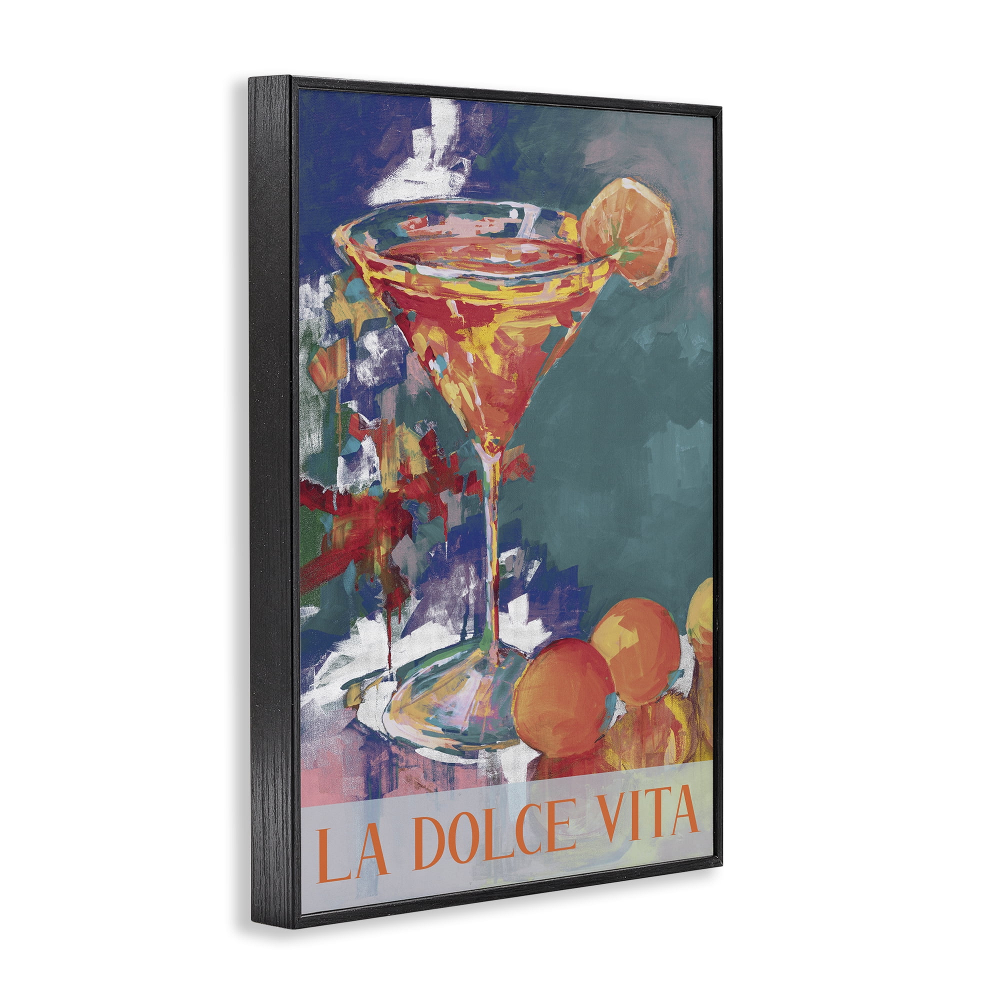 Stupell Industries Citrus Cocktail on Blue Black Framed Giclee Art, design by Jane Slivka