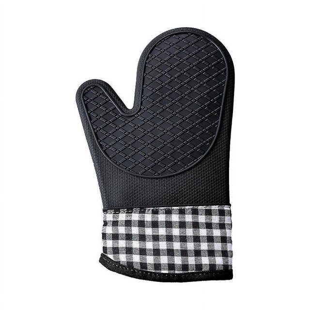 Guante de 1 pieza para horno, microondas, guantes gruesos, guantes de silicona para hornear, guantes de silicona negros