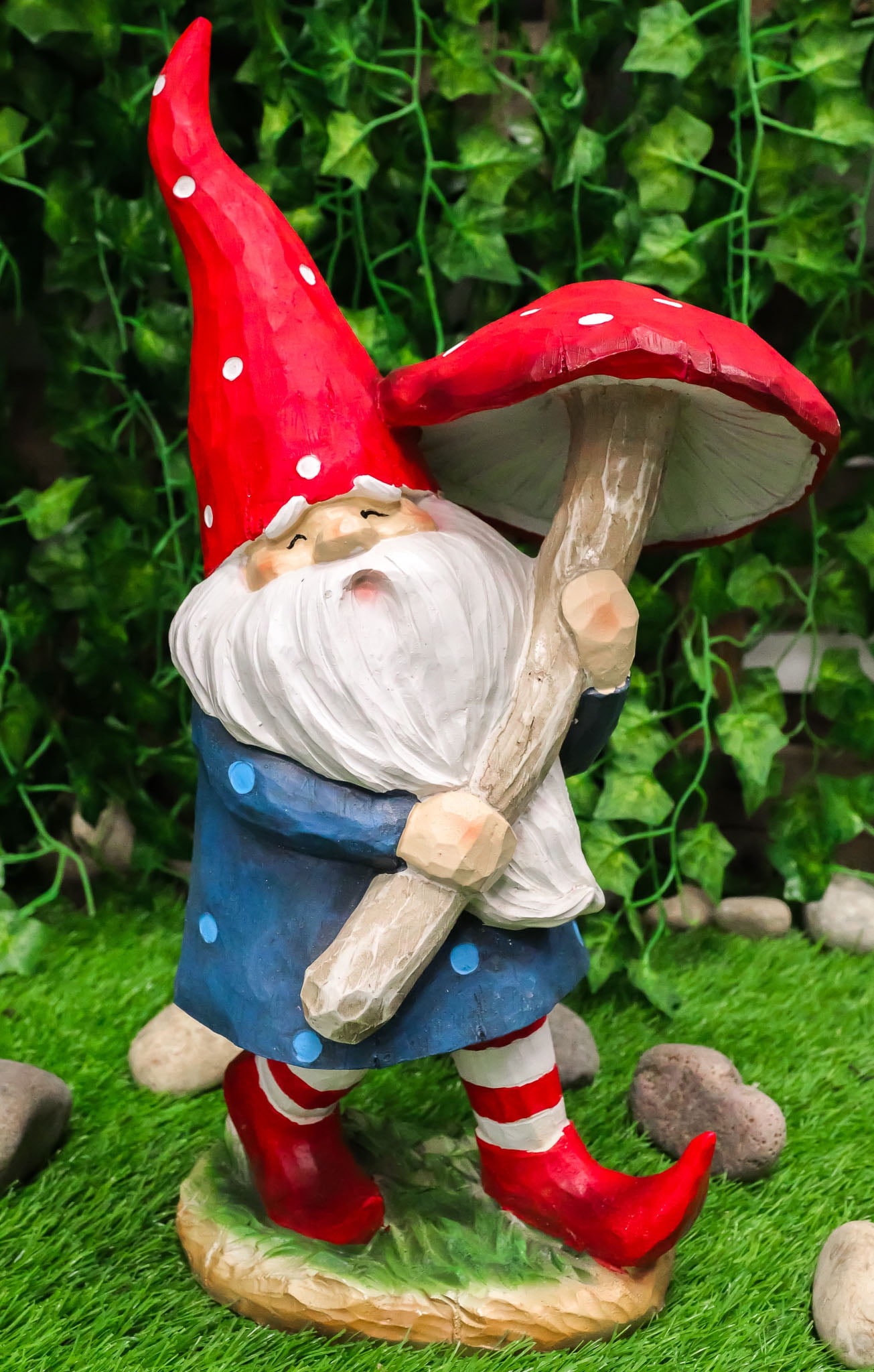 FAIRY GARDEN DECOR GNOME IN RED HAT RIDING A SNAIL FIGURINE NEW FREE SHIPPING