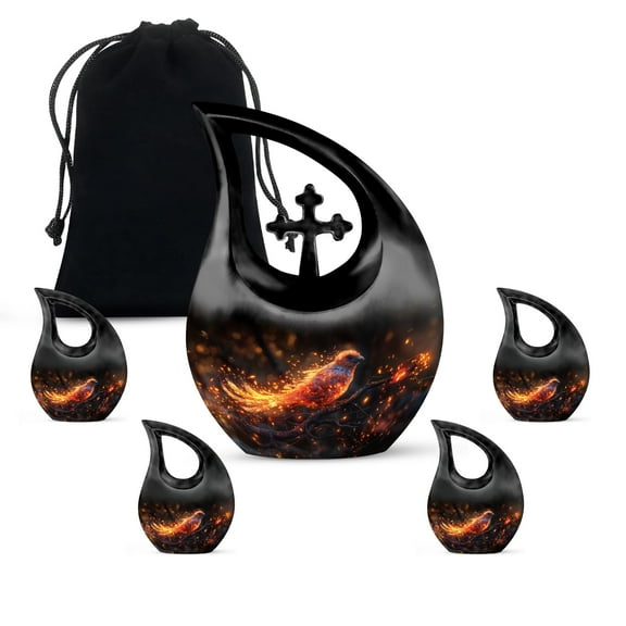 MUKTIVE Bird Combo Sets Cremation Urns for Women & Men, Decorative Burial Urns for Human Ashes Adult Female, Memorial Funeral Urn for Ashes Adult Male, (1 Large 10 ", 4 Keepsake 3 ")