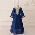 thumbnail image 2 of ZACPNCV Girls Medieval Princess Maxi Dress Renaissance Long Bell Sleeve Vintage Retro Ball Gowns Navy 5-6 Years, 2 of 8