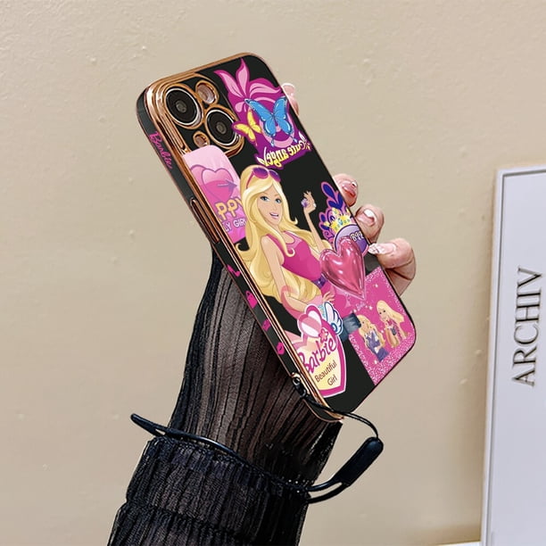 Funda de teléfono de muñeca de Disney para iphone 14, 13, 12, 11 Pro Max, X, XR MAX, 7, 8 Plus, Barbies, cubierta chapada brillante, Protector de silicona Fivean unisex