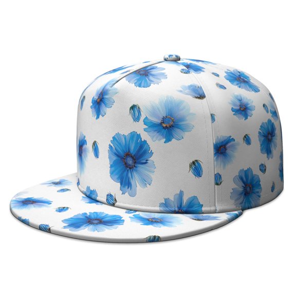 Botanical Garden Print Snapback Cap, Adjustable Flat Visor Hat, Watercolor Floral Design, Hip Hop Trendy