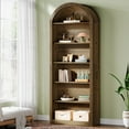 thumbnail image 2 of Tribesigns 6-Tier Brown Arched Bookshelf, 77.16" Tall Arched Bookcase with Storage Shelves, Floor Standing Open Display Shelving Unit for Living Room, Bedroom, Home Office(Brown, 6-Tier), 2 of 16