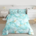thumbnail image 2 of Homewish Aesthetic Marble Full Size Comforter Sets,Ink Fluid Desgin Bedding Comforter Set,Gold Cyan Bedding Sets For Teens,Breathable Bedroom Decor Reversible,3-Piece, 2 of 8