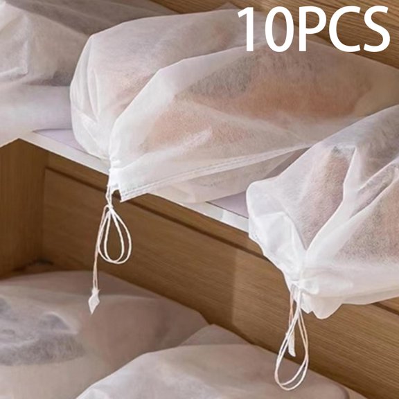 10 Pieces Non Woven Fabric Drawstring Shoes Storage Bag for Travel 24cmx38cm