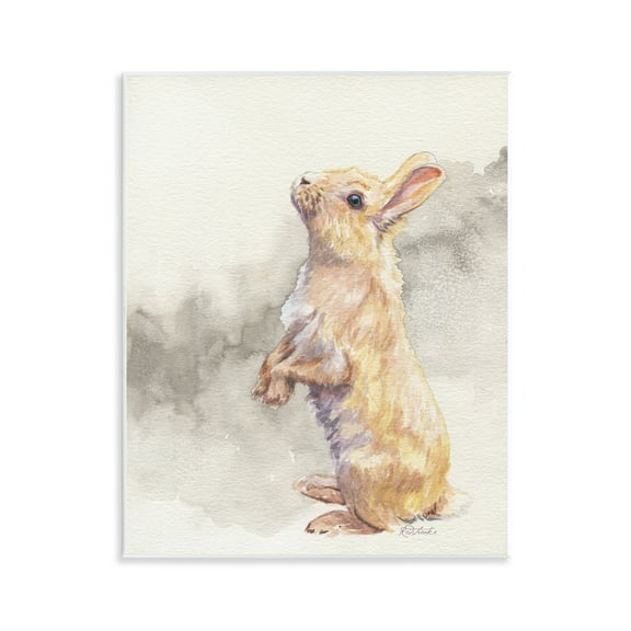 Stupell Industries Standing Bunny Watercolor Animals Painting Unframed Art Print Wall Art, 11 x 14