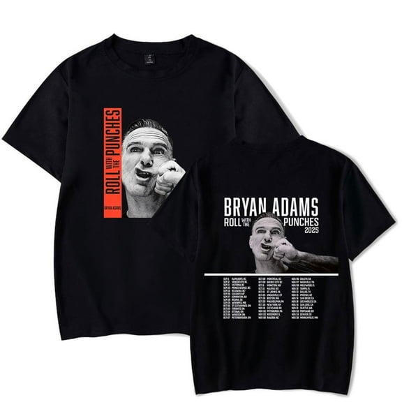Bryan Adams Roll With The Punches 2025 T-shirt Fashion Trend Short Sleeve Unisex Street Wear