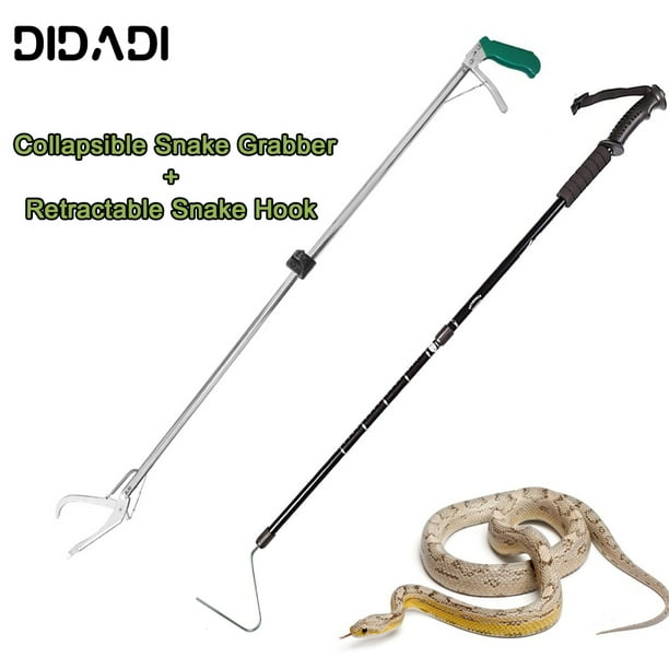 Collapsible Snake Grabber + 3 SECTION Retractable Snake Hook,2 IN 1