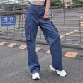 thumbnail image 6 of DeHolifer Jeans for Women Straight Leg Boyfriend Button High Waisted Baggy Jeans Loose Casual Deinm Pants Blue S, 6 of 8