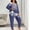 Blue, variant on Women's Plus Size Fashionable Print Long Sleeved Pants Casual Home Suit Set