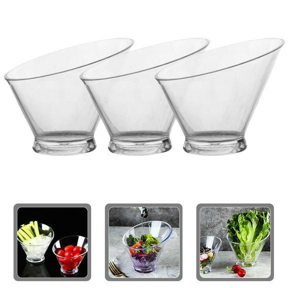 HAMPPLIES 3Pcs Clear Plastic Bowls for Snacks and Fruits 13.6x13.6x12cm