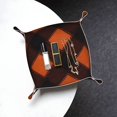 thumbnail image 6 of Multi-Size Leather Tray Four Corners Four Button Design Anti-Scratch Waterproof Convenient Cleaning Convenient Storage Argyle Plaid Darkorange_2 Small, 6 of 8
