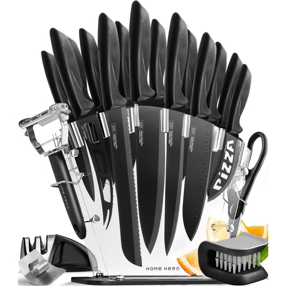 Juego de cuchillos Home Hero Kitchen de acero inoxidable con alto contenido de carbono, 20 piezas