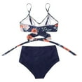 thumbnail image 4 of Maillot de Bain 2 Pcs pour Femmes Taille Haute Croisée à Fleurs, 4 of 6