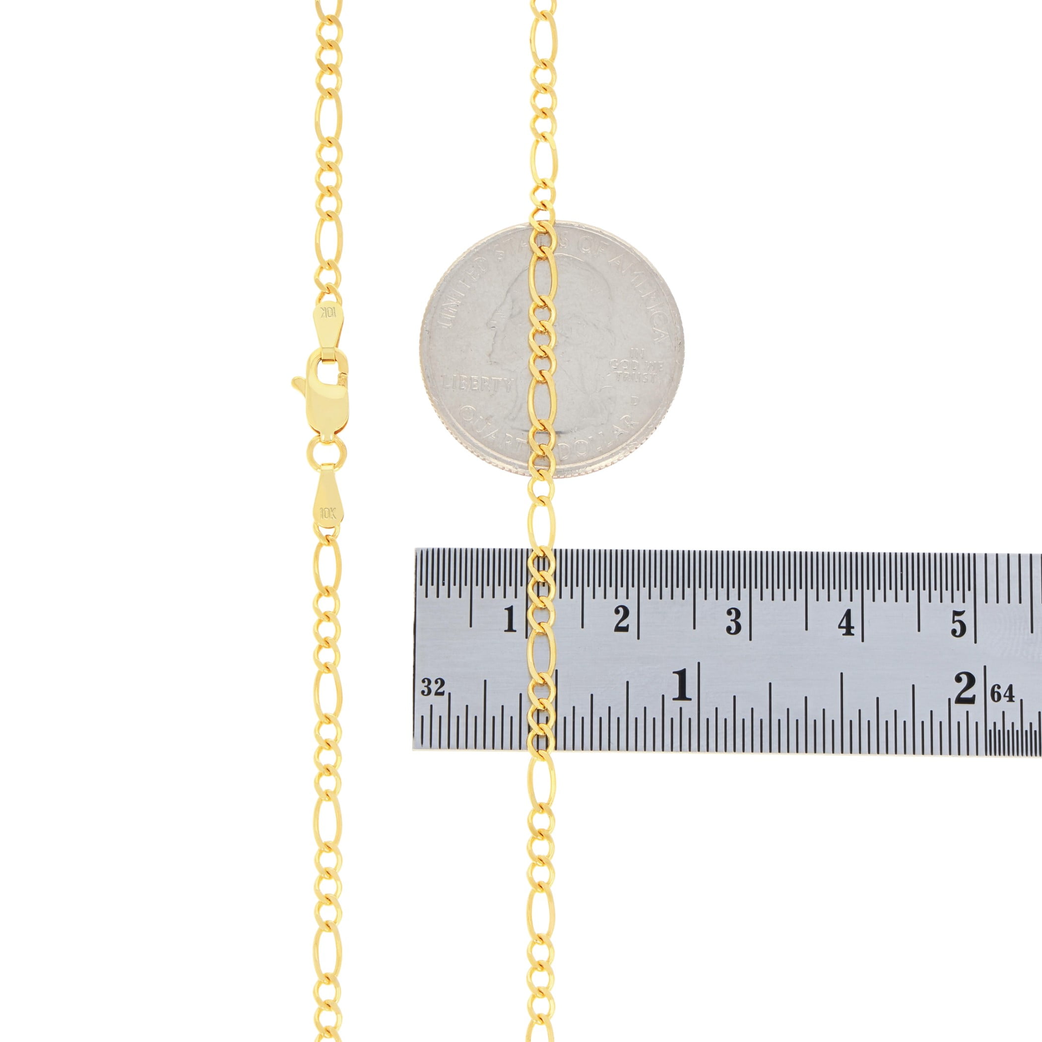 Nuragold 10k Real Yellow Gold Solid Figaro Link 2.5mm Chain Bracelet (7"-9") Italian Jewelry for Men & Women