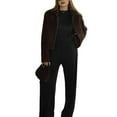 thumbnail image 2 of Conjunto de Dos Piezas para Mujer, Estilo Casual, Ideal para Estar en Casa. Incluye Top de Larga Ligeramente Corto y Pantalón de Pierna . Negro - S, 2 of 8
