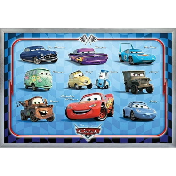 Disney Pixar Cars - Group Wall Poster, 22.375" x 34", Framed