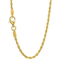 JewelStop 14K Yellow Gold 24in 1.25mm Diamond-Cut Rope Chain with Lobster Clasp